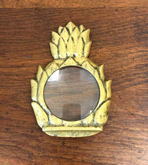 Vintage Brass Pineapple Magnifying Glass Paperweight Desk Decor 3.875" MCM